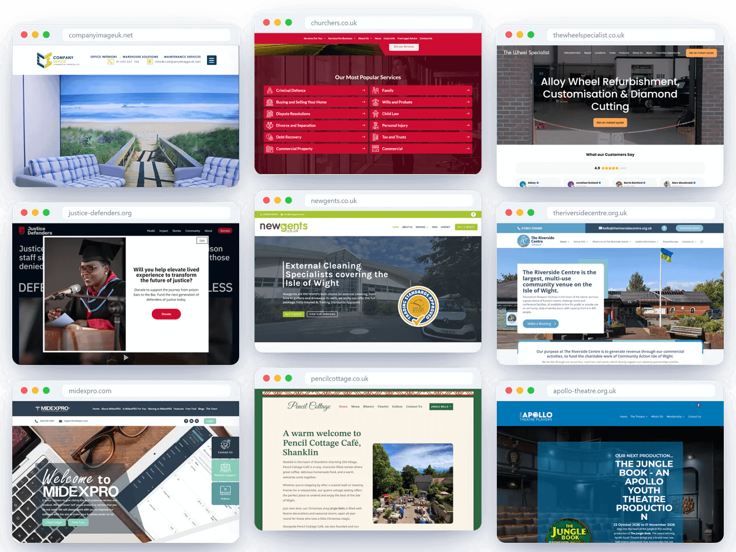 Client websites built and looked after by Four Point Digital