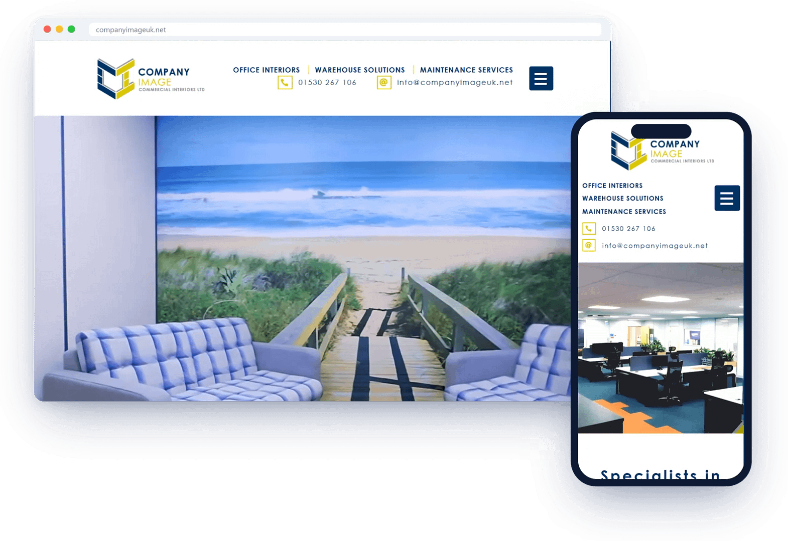 Company Image Commercial Interiors website on desktop and mobile, built by Four Point Digital