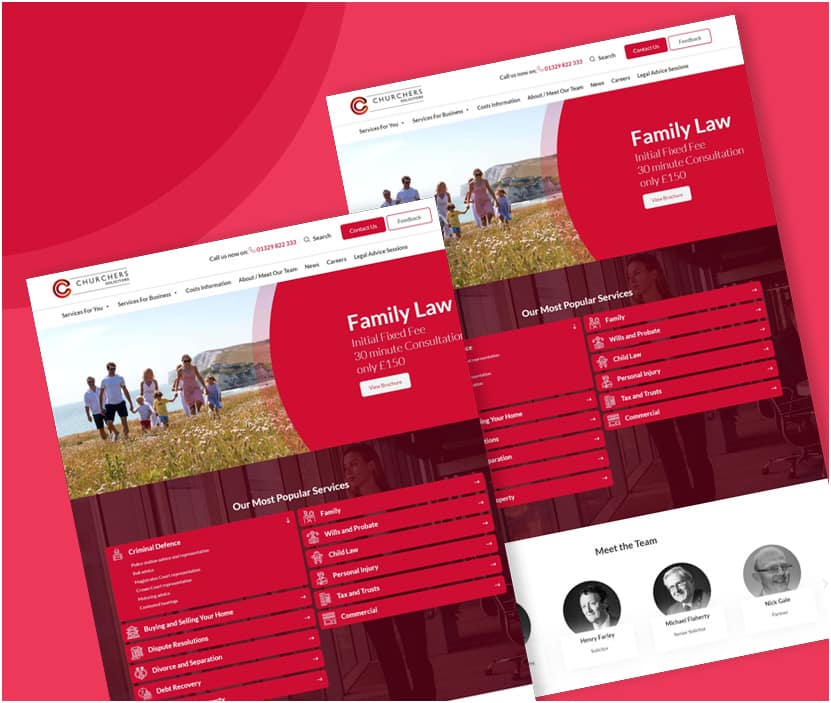 Churchers Solicitors website designed by Four Point Digital